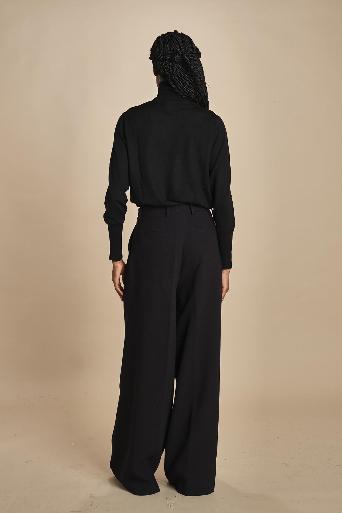 pantalone con pinces in lana NINA PLEAT CA1398 BLACK berwich 