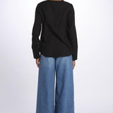 Camicia ricamo centrale BE24329 BLACKDARKBROWN milaura 