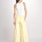 pantalone a vita bassa in gabardina DEVA T3118 T0176 LIGHT YELLOW the latest 
