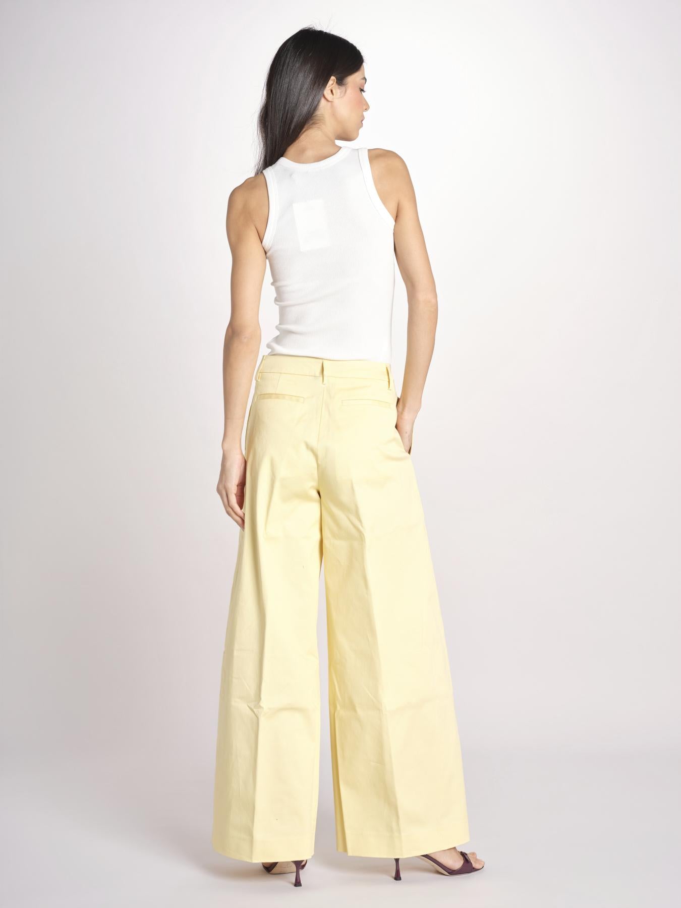 pantalone a vita bassa in gabardina DEVA T3118 T0176 LIGHT YELLOW the latest 
