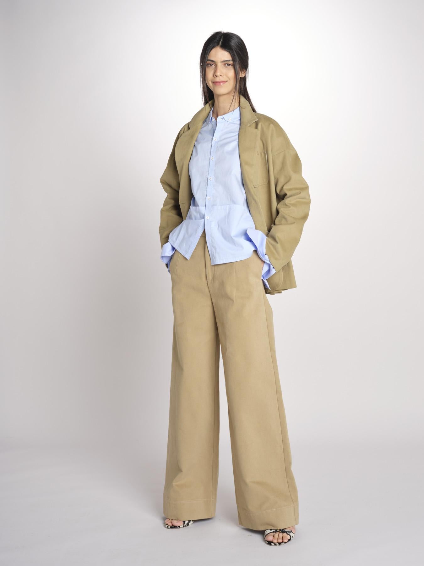 pantalone in canvas JEAN MJD223_ATEX46 NUT jejia 