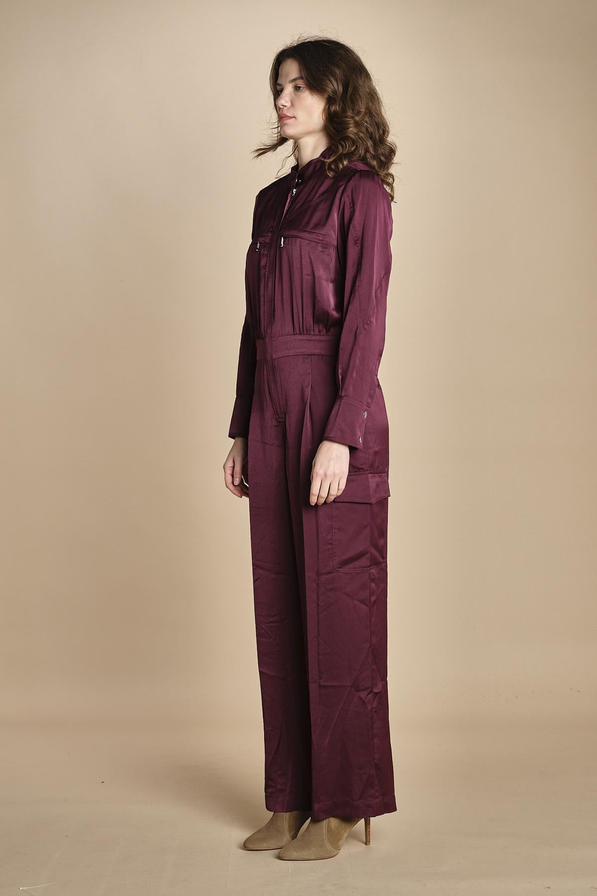 tuta in raso con zip CARMY PRUNE ba&sh 