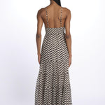 Abito DITTA lungo stampa zig zag S25022 BLACKANDWHITE sundress 