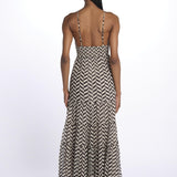 Abito DITTA lungo stampa zig zag S25022 BLACKANDWHITE sundress 