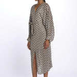 Caftano LOULI CAFTAN stampa zig zag S25065 BLACKANDWHITE sundress 
