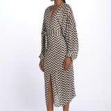 Caftano LOULI CAFTAN stampa zig zag S25065 BLACKANDWHITE sundress 
