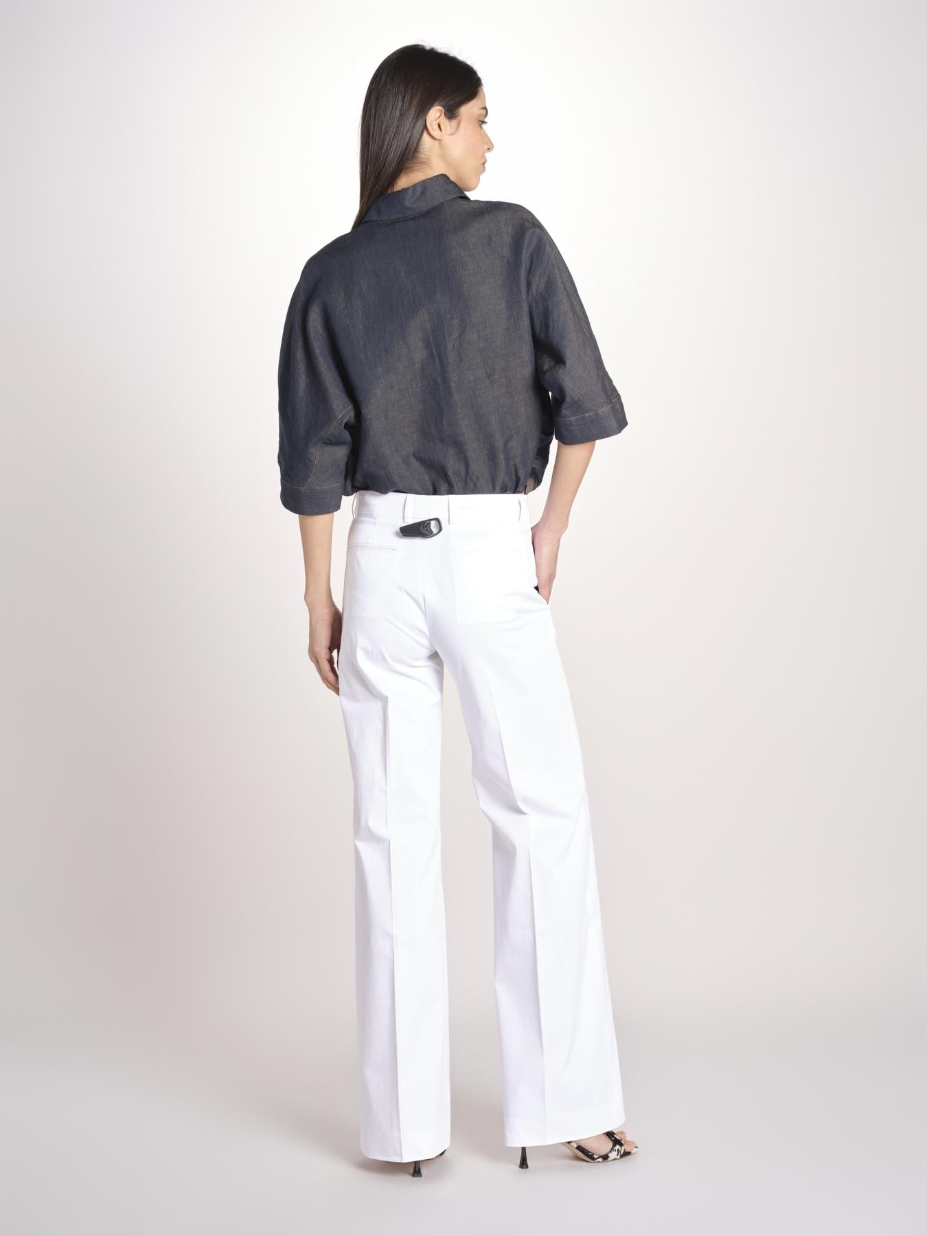 pantalone diritto in cotone MELODY L 684 54 14 BIANCO quelledue 