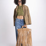 camicia cropped con intarsi fiori 344608 GREEN L0013 farm rio 