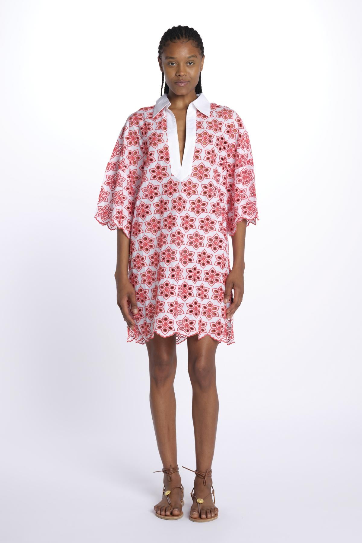 Mini abito LUPITA camicia ricamo fiori R25008 EYELETRED sundress 