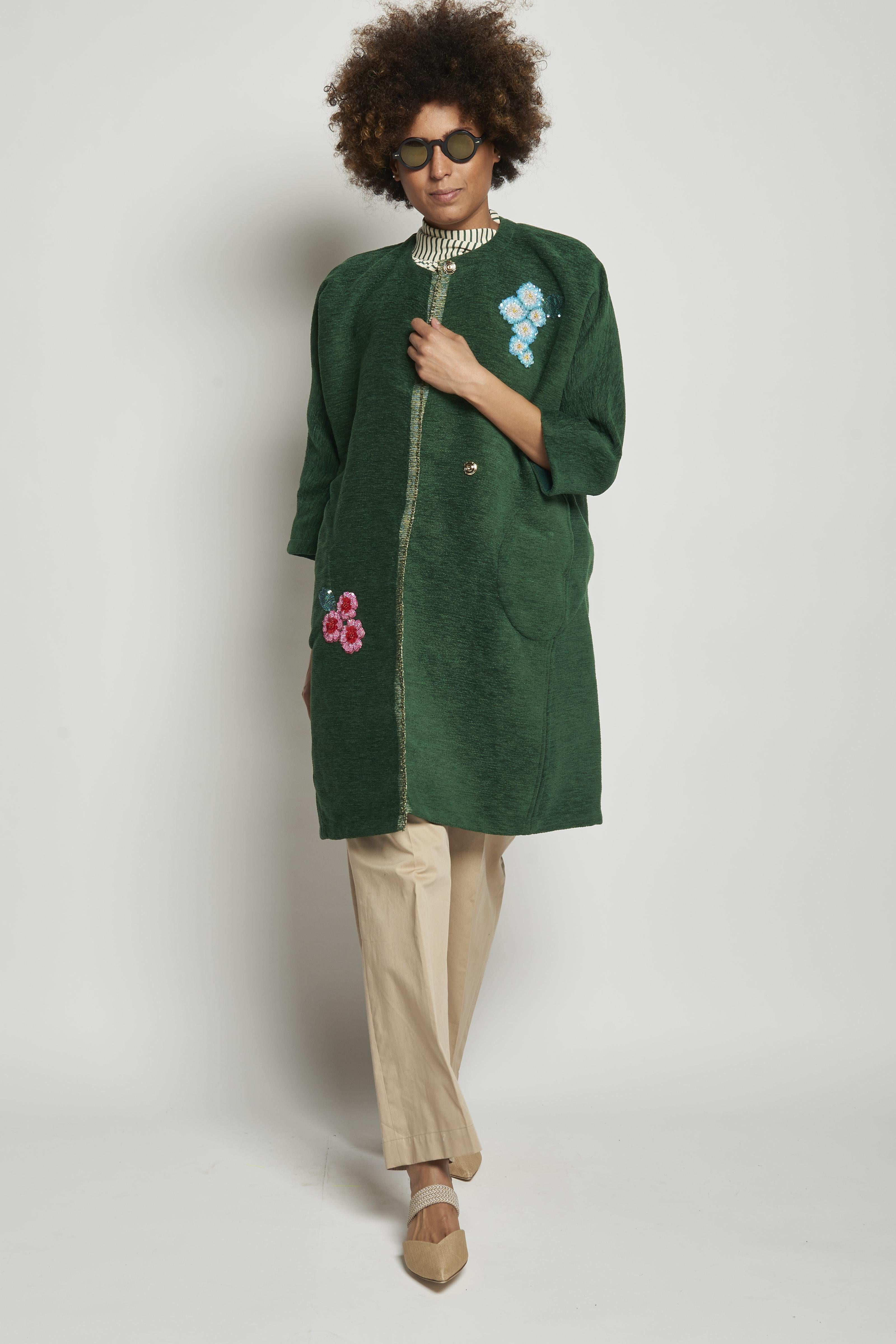 Cappotto ricamato 20C 1PRE CT32EMB GREEN marit ilison 