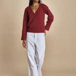 maglia con scollo a v e manica a campana by milaura. D2500894 10868 BORDEAUX milaura 