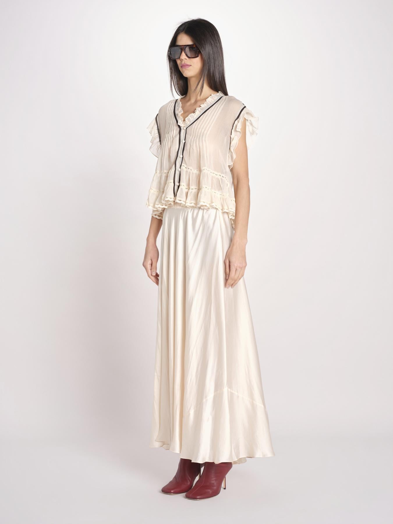 gonna lunga in raso CALISTA_S ECRU mes demoiselles 