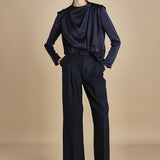camicia con drappeggio TULLAH F25-142 292 MIDNIGHT oscar 