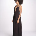 abito lungo scollo e nodo CORALBLK NOIR laraethnics 
