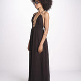 abito lungo scollo e nodo CORALBLK NOIR laraethnics 