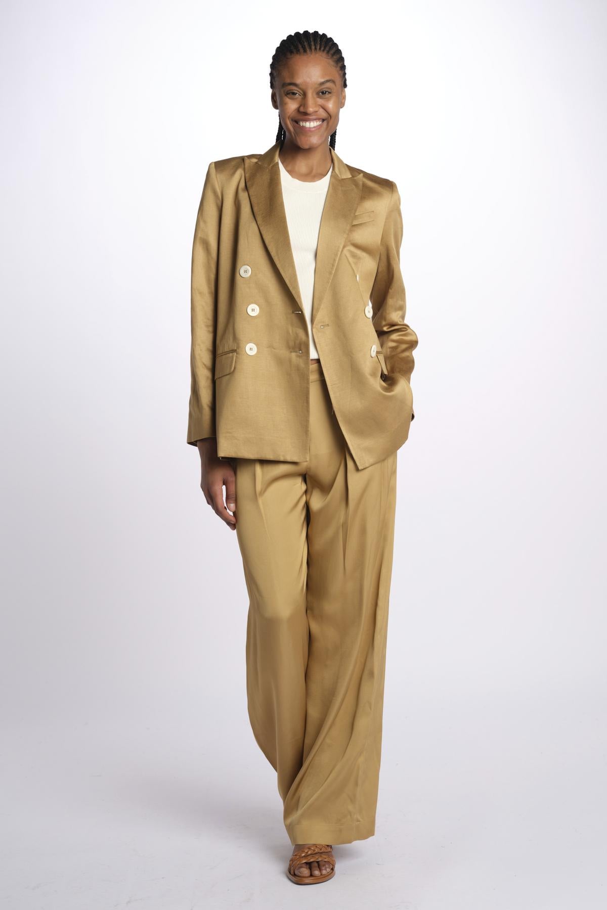 Pantaloni LUCIANO con pences 14P002VE102 CAMEL ines de la fressange 