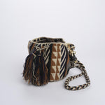 PEACOCK mini bag macrame G12W-0001-3005-03B BLACK BROWN guanabana 