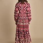 abito lungo con stampa geometrica GRAPHIC AINIKA 339938 RED farm rio 
