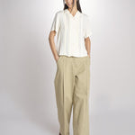 pantalone in canvas con pinces B042-02152-1186 KAKI CHIARO n21 