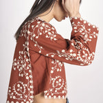 camicia m/l piu ricamo fiorellini 113 BROWN sea ny 