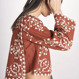 camicia m/l piu ricamo fiorellini 113 BROWN sea ny 