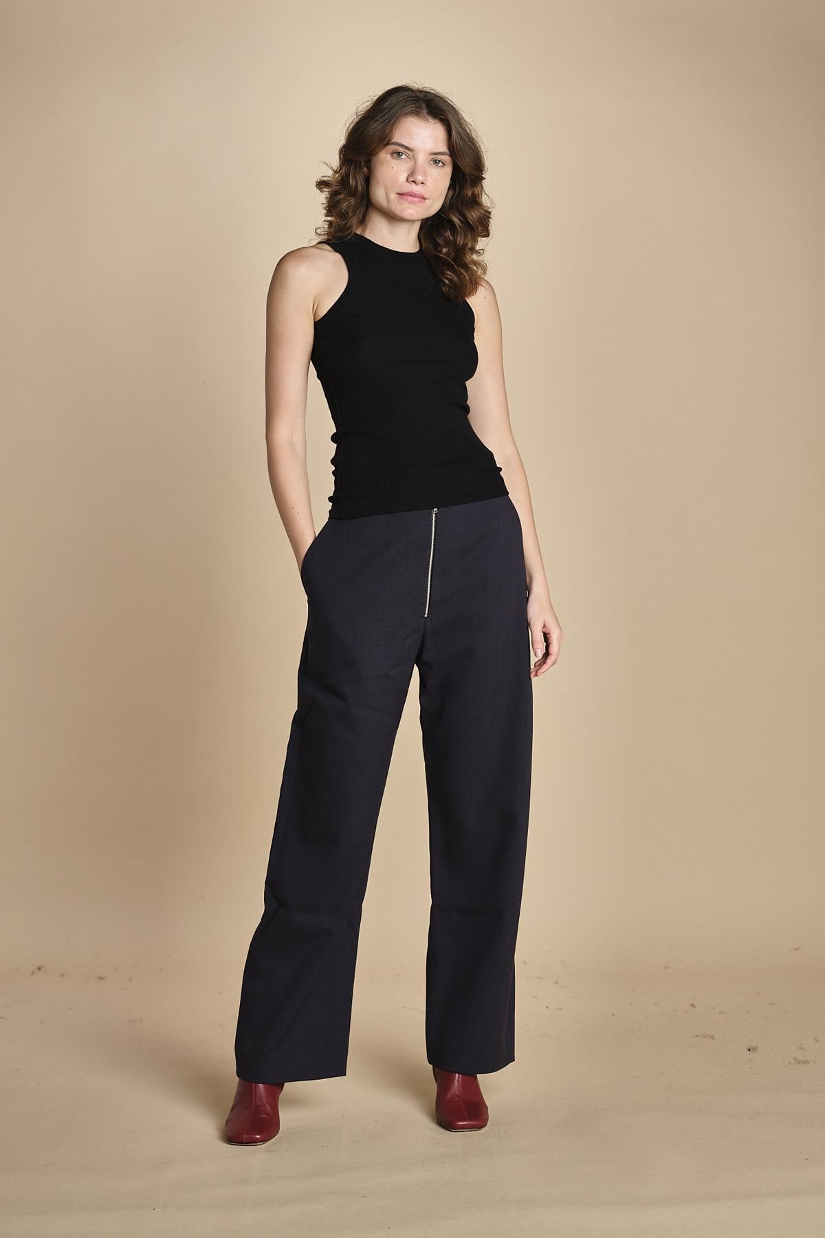 top americano a costine in lana merino LAU28 E14035 milaura 