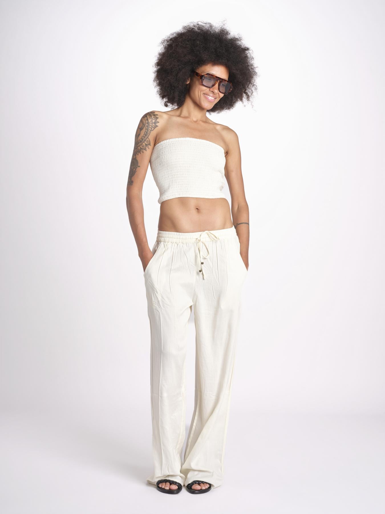 pantalone con coulisse SUMBAWAIVR IVOIRE laraethnics 