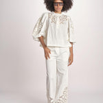 pantalone con intarsio VEMOZA PAPYRUS scarlett poppies 