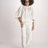 pantalone con intarsio VEMOZA PAPYRUS scarlett poppies 