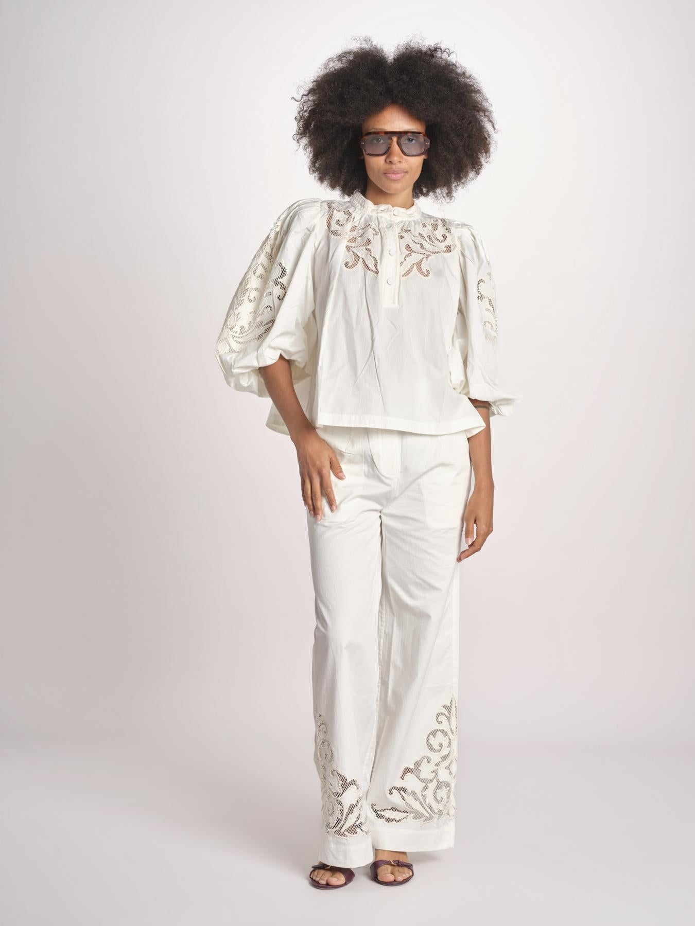 pantalone con intarsio VEMOZA PAPYRUS scarlett poppies 