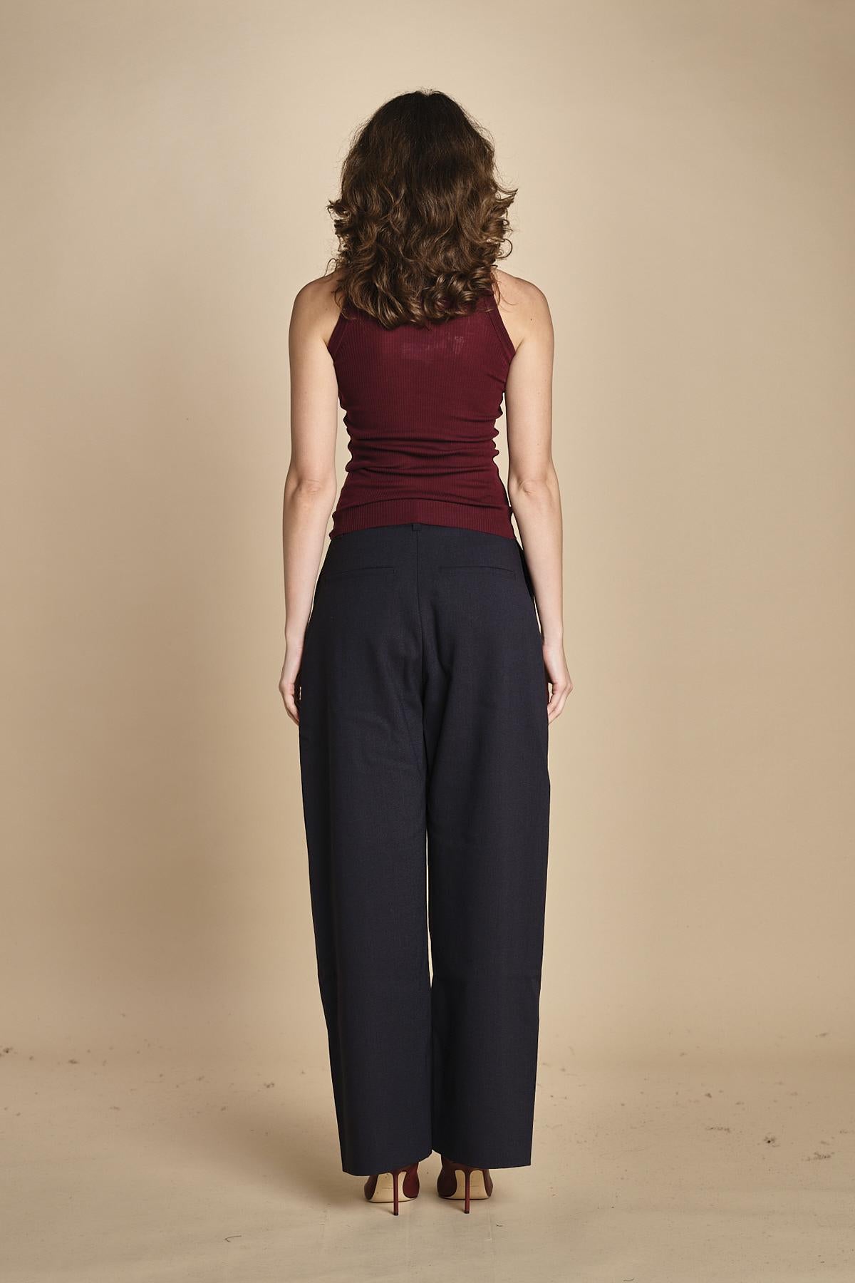 top americano a costine in lana merino LAU28 E14015 BORDEAUX milaura 