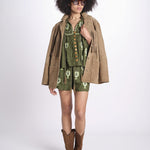 short con ricamo cuori 344171 GREEN L0013 farm rio 