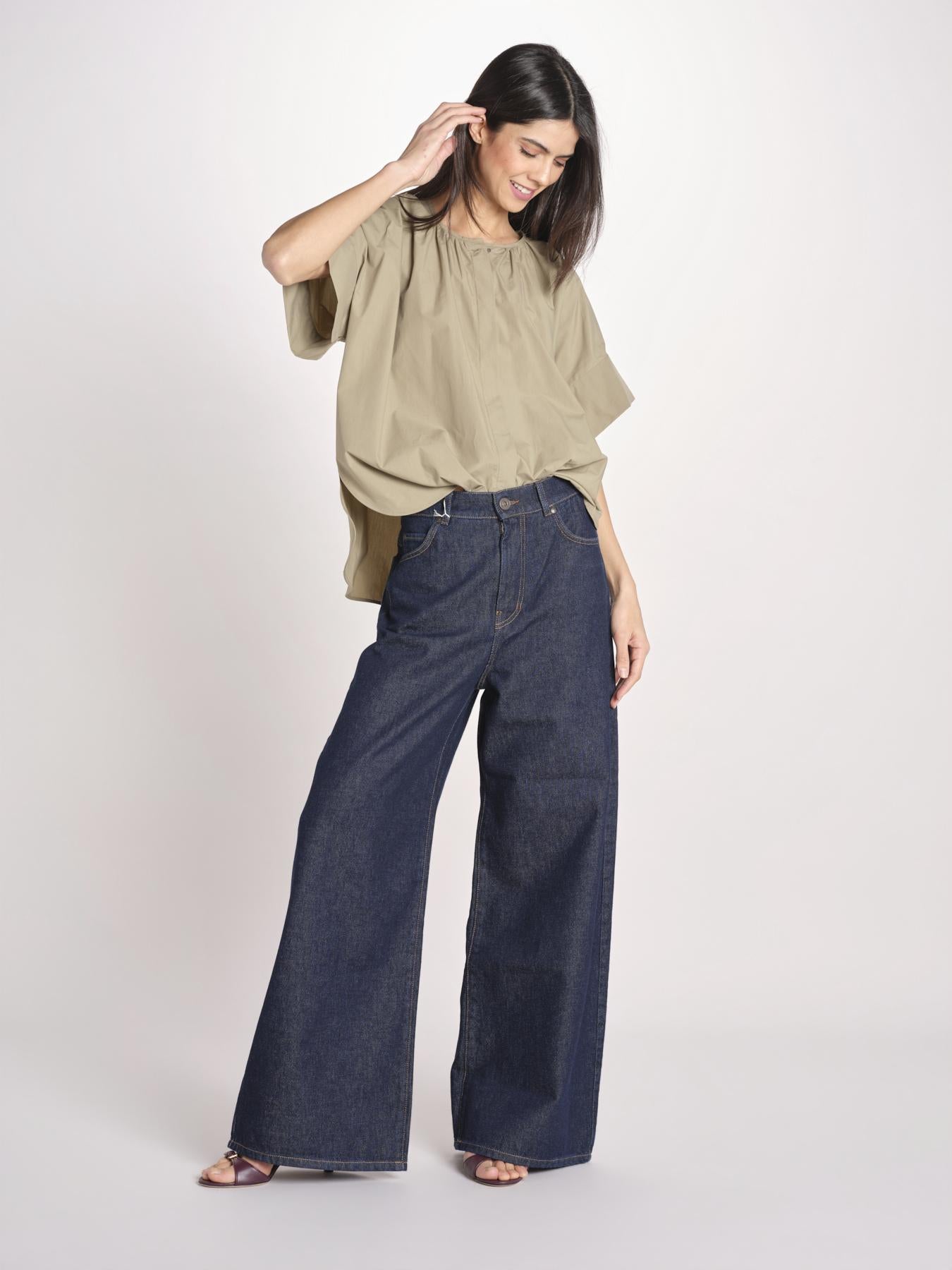 camicia in popeline manica corta EDUCATA 2615111172600 025 VERDE OLIVA weekend maxmara 