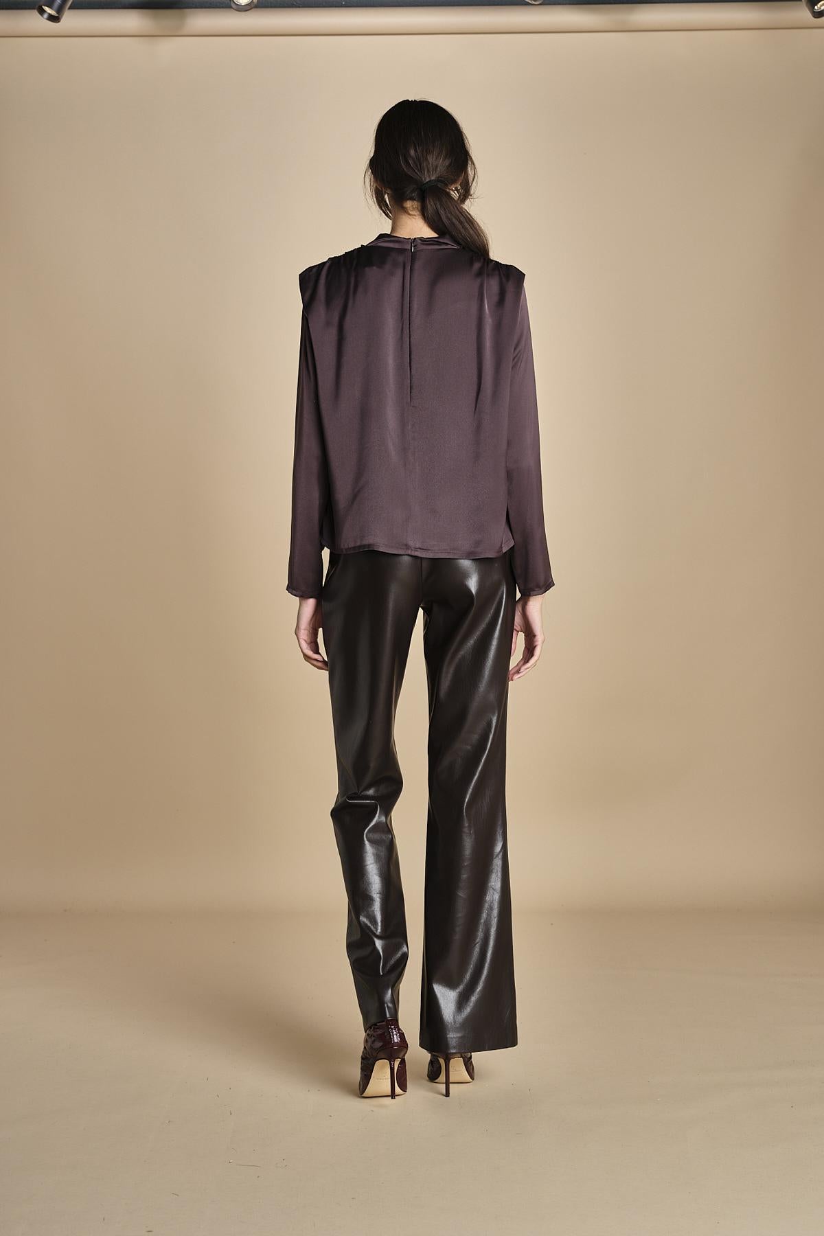 camicia con drappeggio TULLAH F25-142 039 CHOCOLATE oscar 