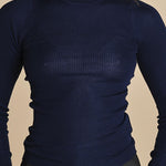 girocollo a costine manica luna in lana merino LAU30 E21210 BLU milaura 