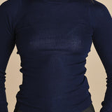 girocollo a costine manica luna in lana merino LAU30 E21210 BLU milaura 