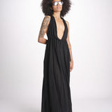 abito lungo scollato aperto CHANTAL BLACK christianzen 