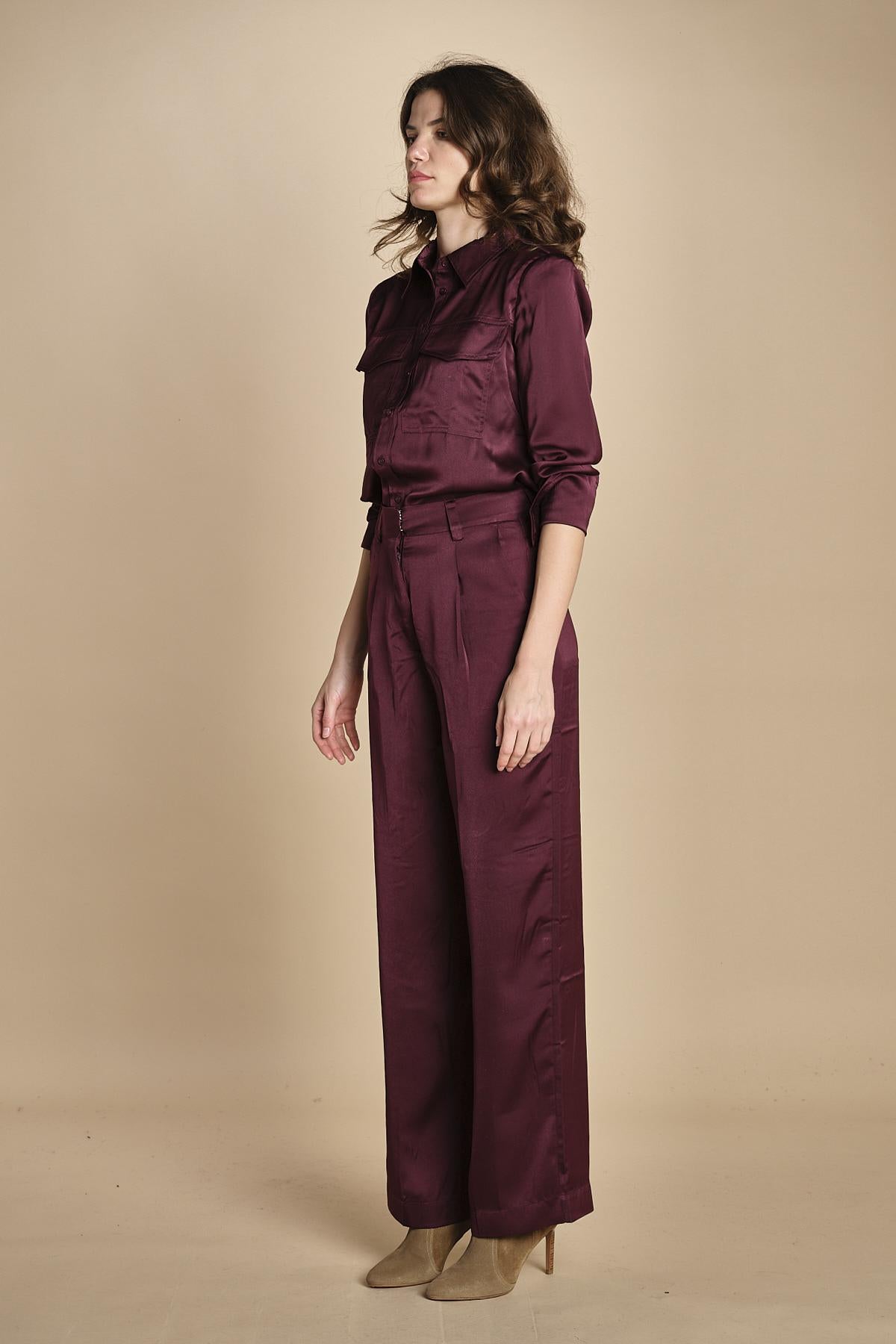 pantaloni in raso con pinces CHARLY PRUNE ba&sh 