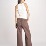 pantalone diritto con elastico in vita PENSIL ESSELING BROWN true avenue 