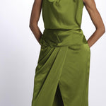 MAISON GROWN abito in satin scollo americano 10112295 8611 halston 