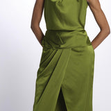 MAISON GROWN abito in satin scollo americano 10112295 8611 halston 