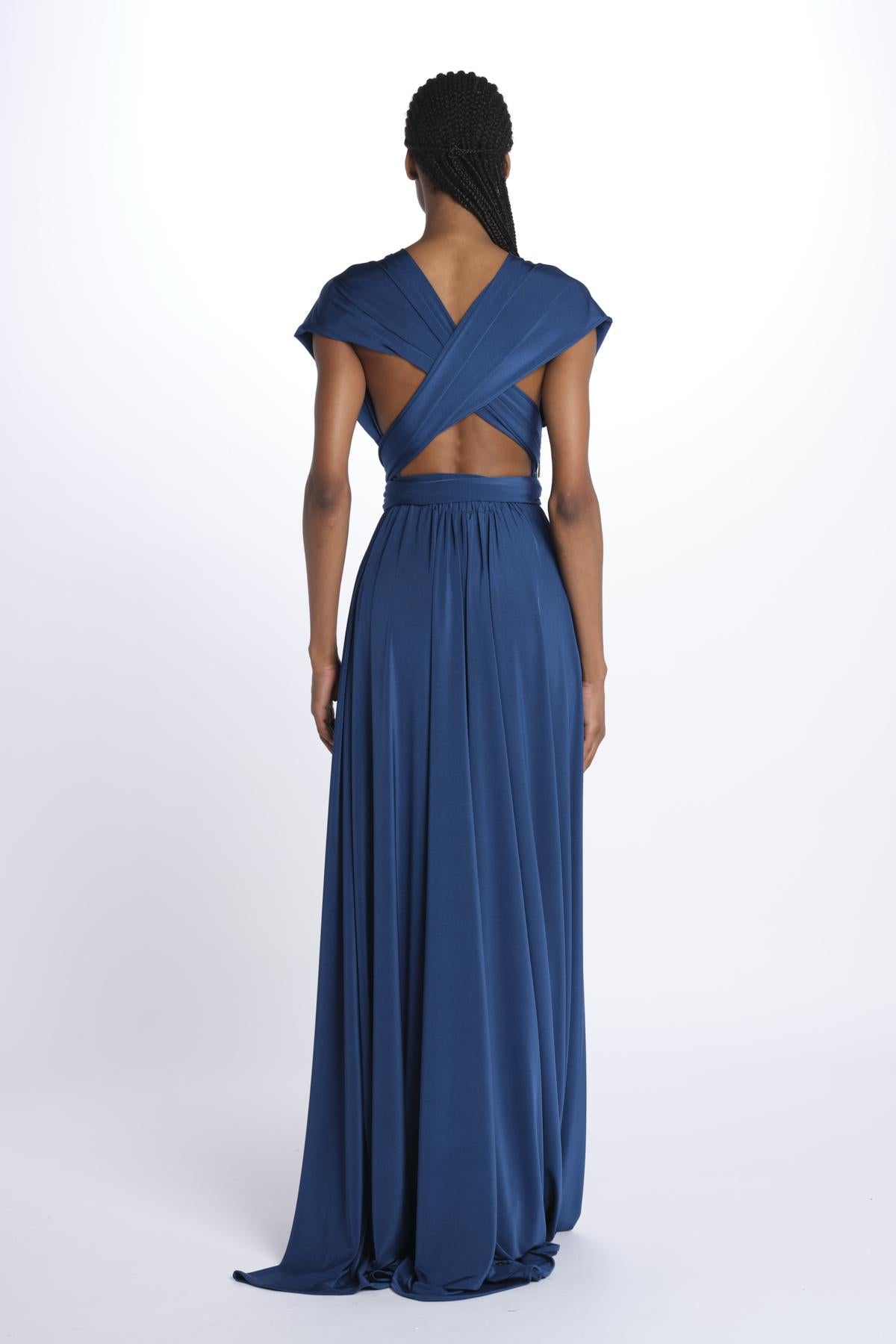ALLUIM DRESS abito lungo ALLIUM DARK PETROL nash 