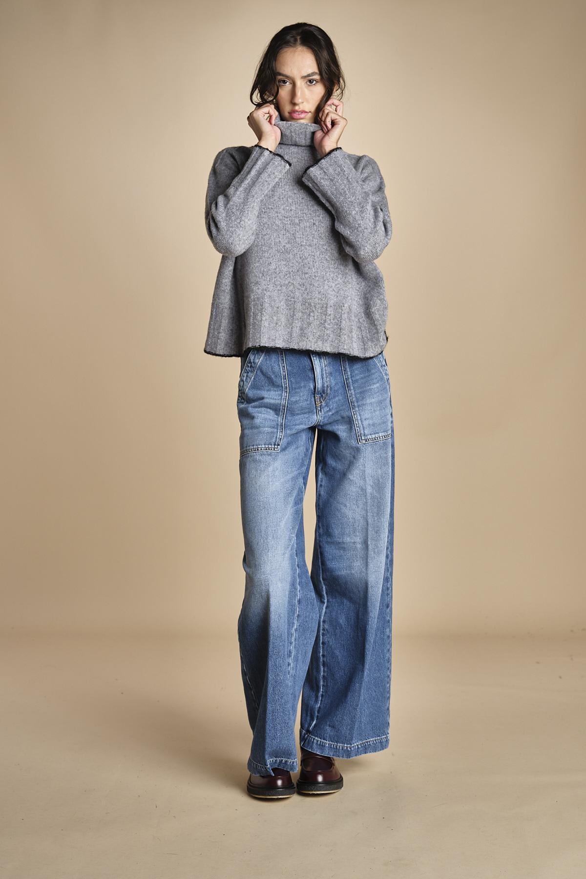 maglia dolcevita over SAMANTHA GRIGIO NERO tenne' 