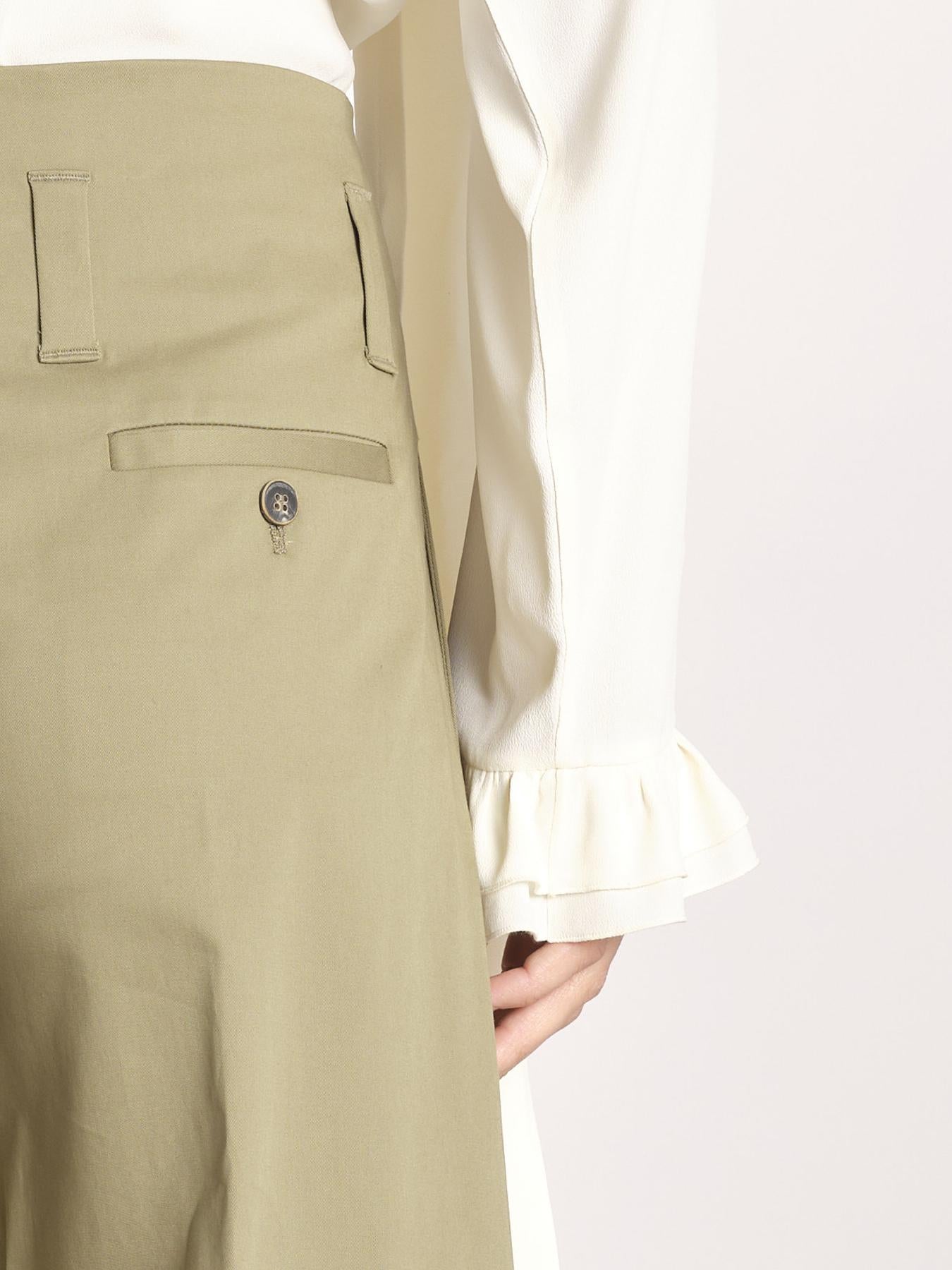 pantalone largo con nervature ORIANA 540 54 19 VERDE quelledue 