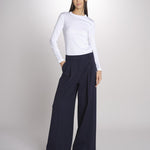 Pantalone gamba ampia con doppia pince in vita ASTA 2615131061600 001 BLU weekend maxmara 