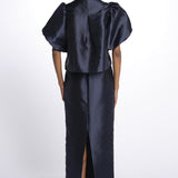 Giacca CLEO taffetas manica sbuffo 1200052 NAVY malina 