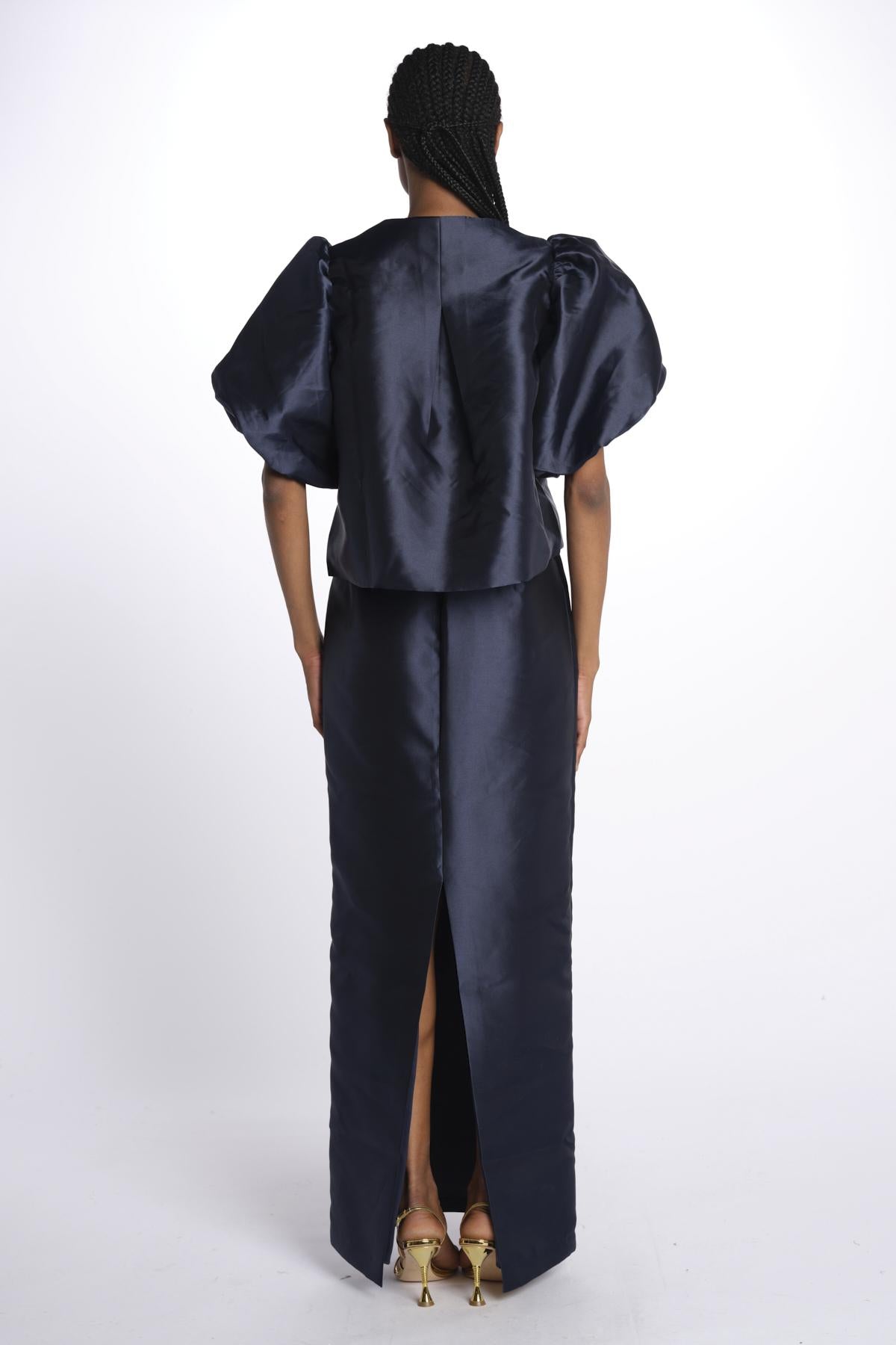 Giacca CLEO taffetas manica sbuffo 1200052 NAVY malina 
