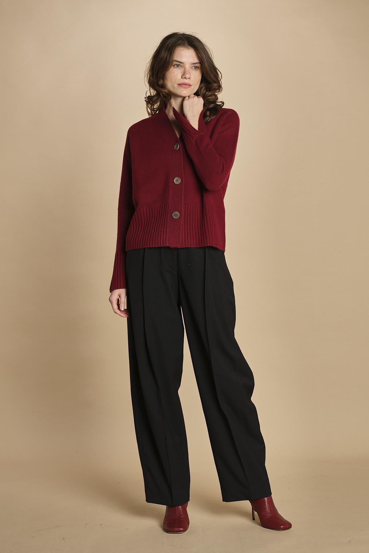 cardigan tre bottoni MIL4A24 25040 BORDEAUX milaura 