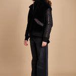 24065 giubbotto in nylon e pelliccia 24065350 NERO milaura 