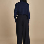 pantalone con pinces in lana NINA PLEAT CA1398 NAVY berwich 